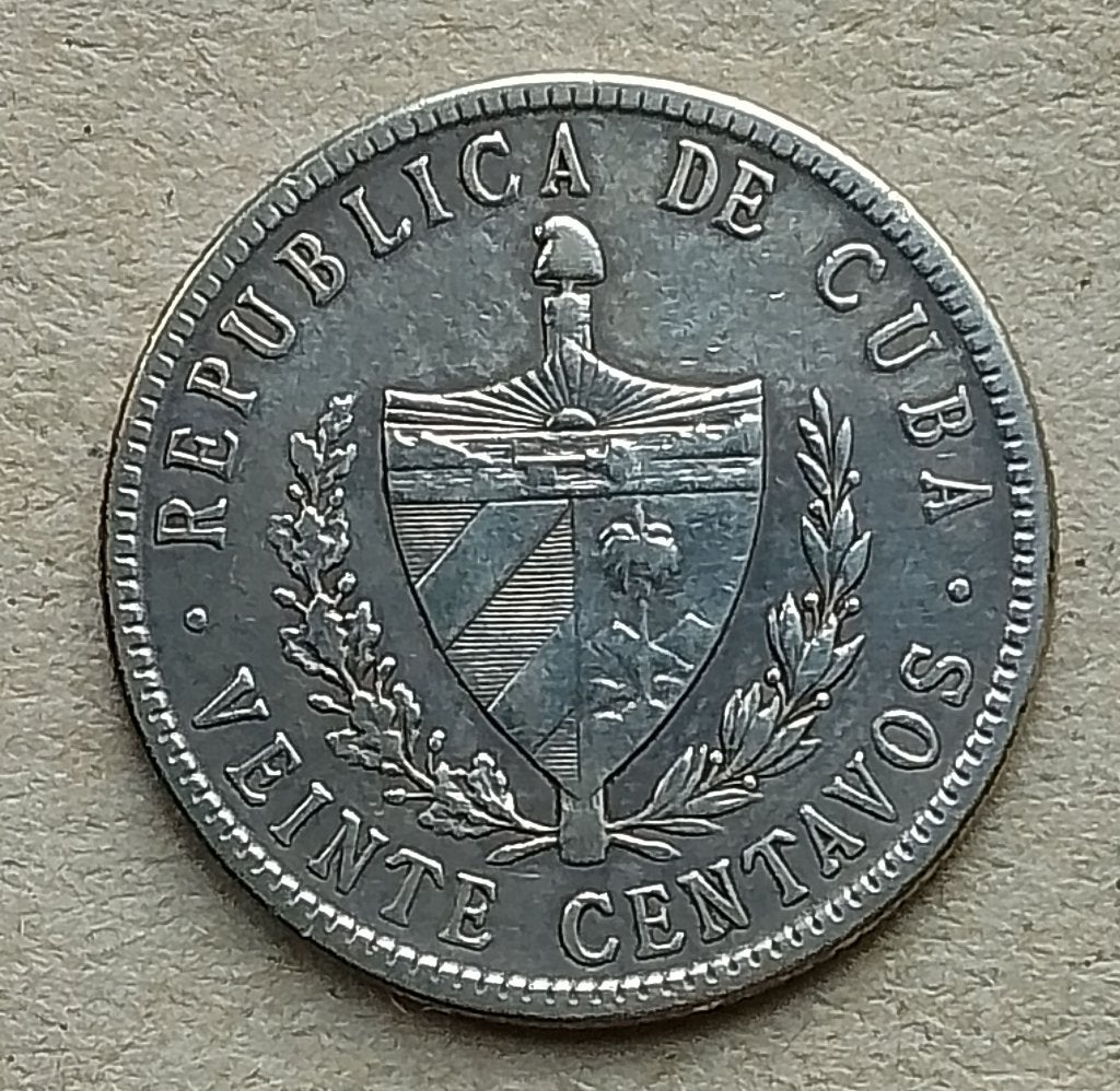 Cuba, 20 centavos 1920, Ophalen of Verzenden, Midden-Amerika, Losse munt, Zilver