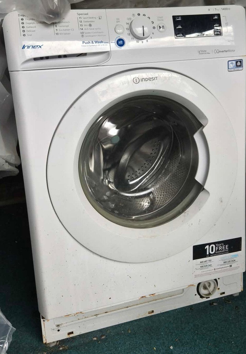 Gratis Indesit wasmachine voor onderdelen of reparatie, Ophalen, Gebruikt, Voorlader, 85 tot 90 cm