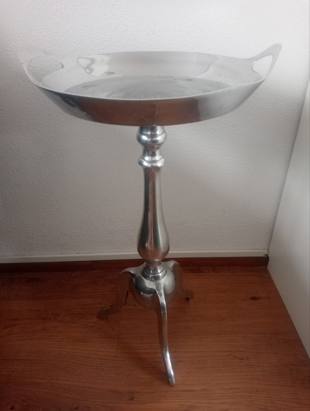 Aluminium bijzettafeltje met dienblad hoogte 56 cm, Minder dan 55 cm, Gebruikt, Metaal of Aluminium, RM