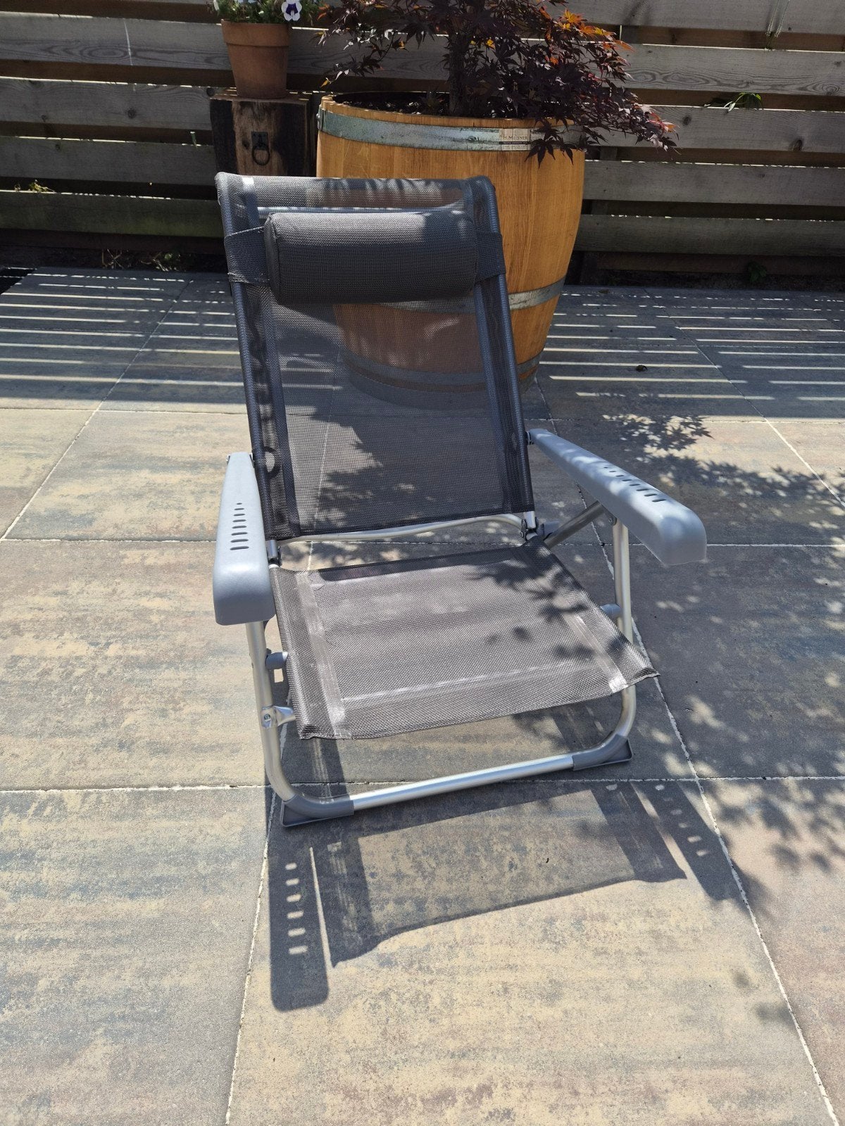 Heerlijke luie strandstoel of tuinstoel, Ophalen, Gebruikt, Aluminium, Verstelbaar