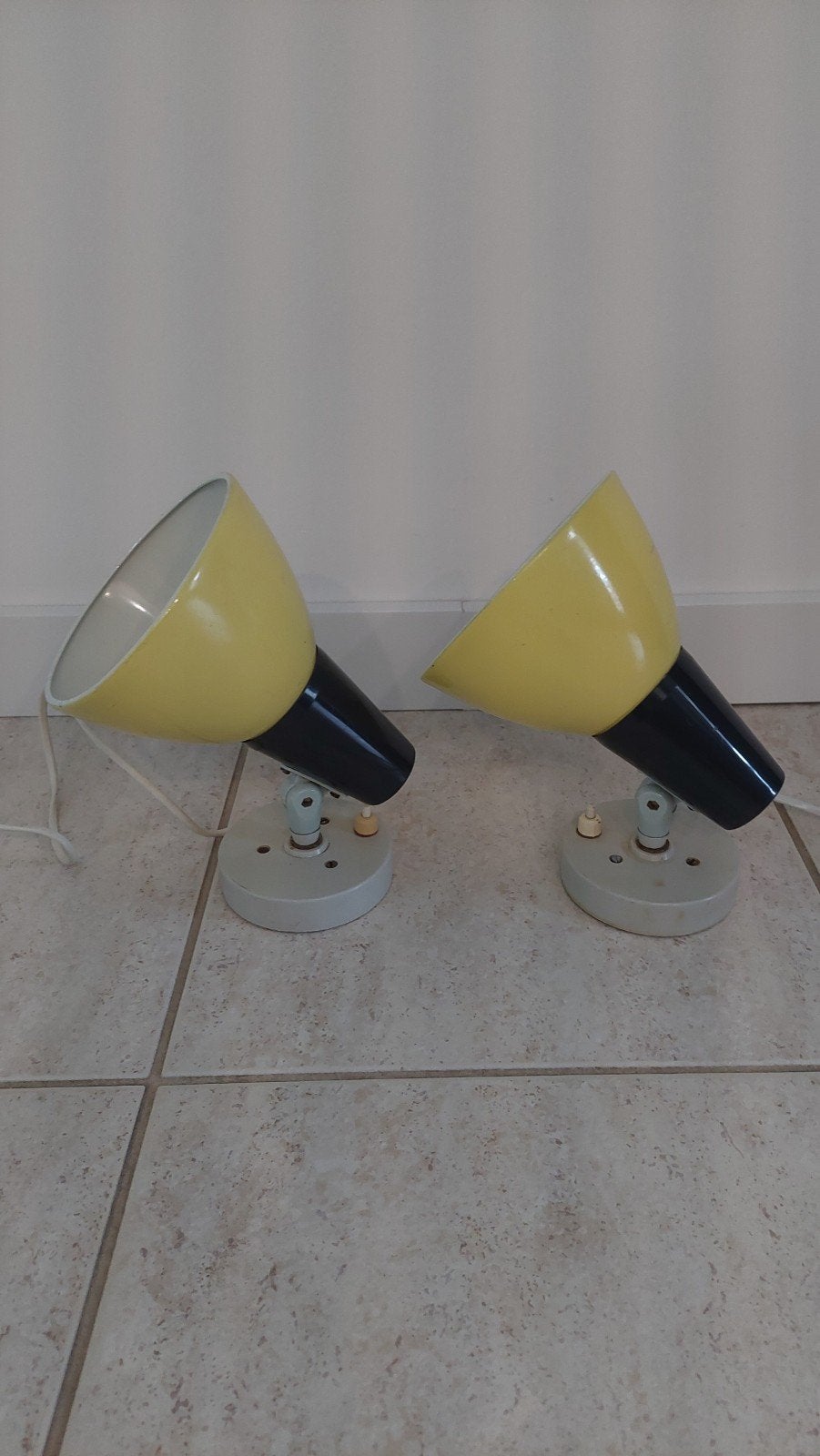 Vintage Philips Wandlampjes - Retro Geel/Zwart Set, Ophalen of Verzenden
