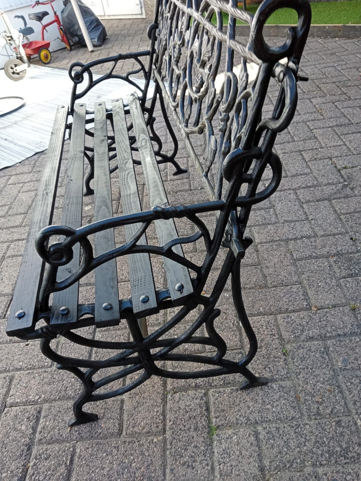 vintage gietijzeren  bankje, Tuin en Terras, Tuinbanken, Ophalen, Gebruikt, Metaal