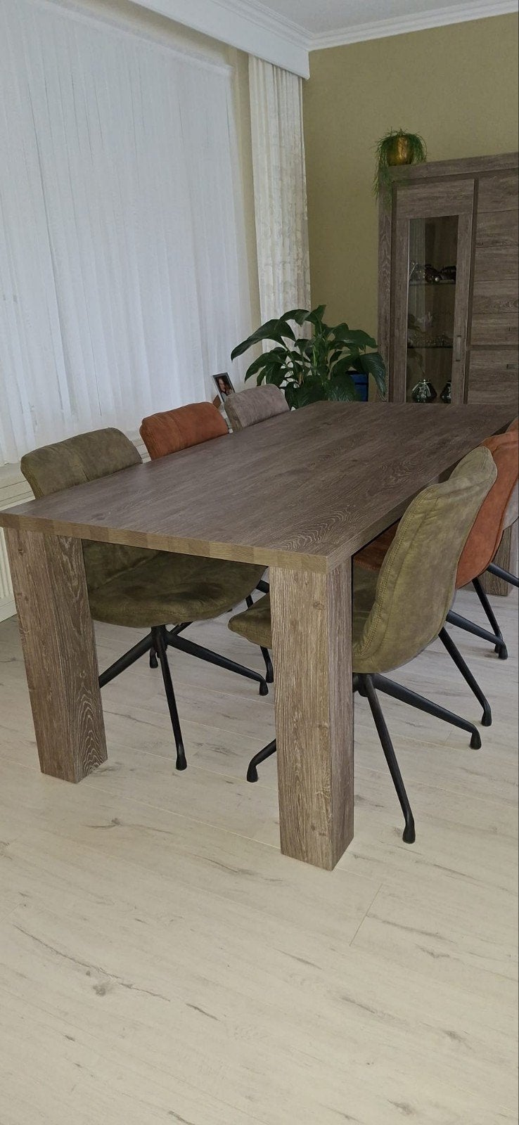 Eettafel met 6 stoelen., Ophalen, Gebruikt, 200 cm of meer, 50 tot 100 cm