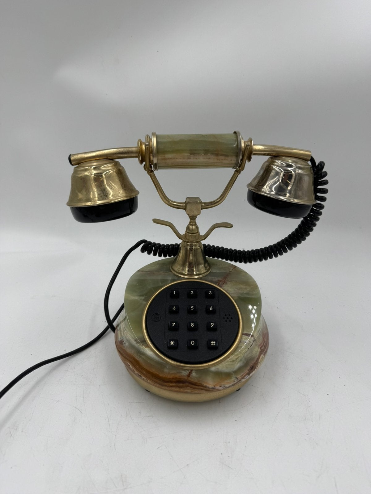Vintage Retro Telefoon | Meerkleurig Onyx & Messing Details, Ophalen of Verzenden, Huis en Inrichting