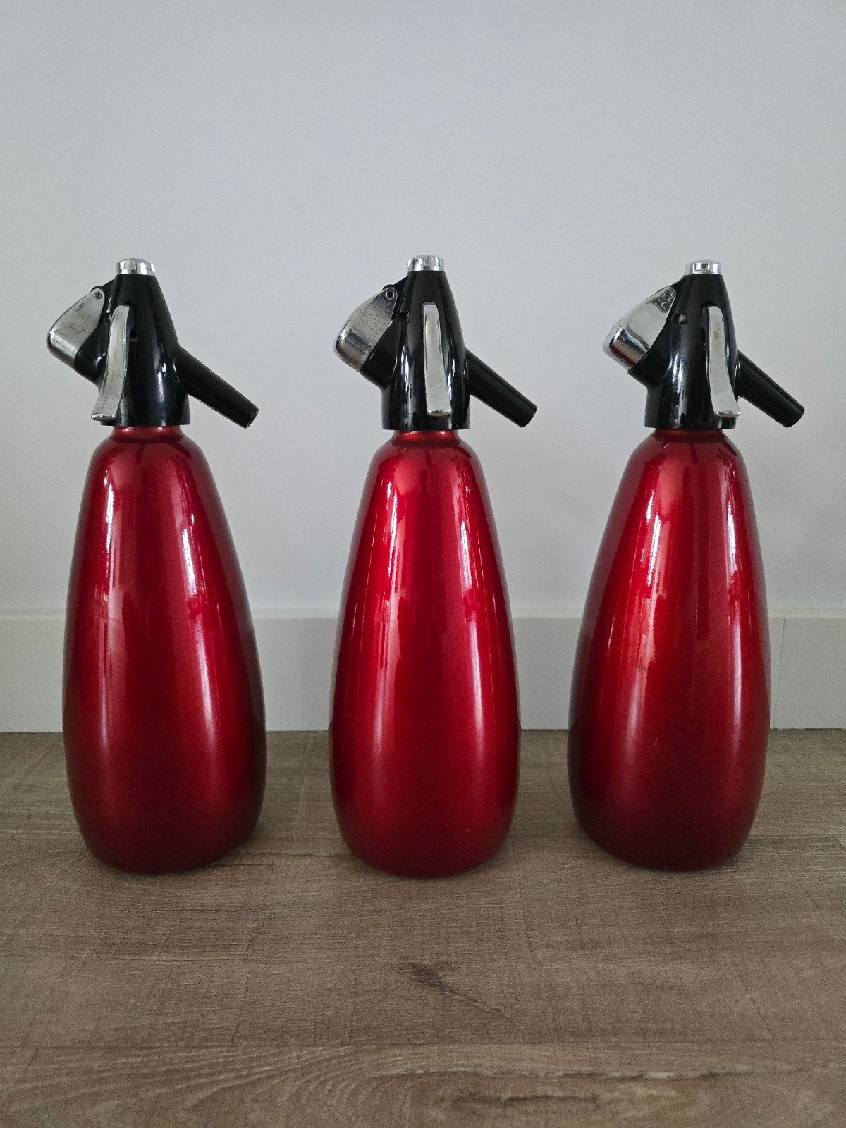 Prachtige zeer zeldzame BOC Spuitwaterfles in metallic rood, Ophalen of Verzenden