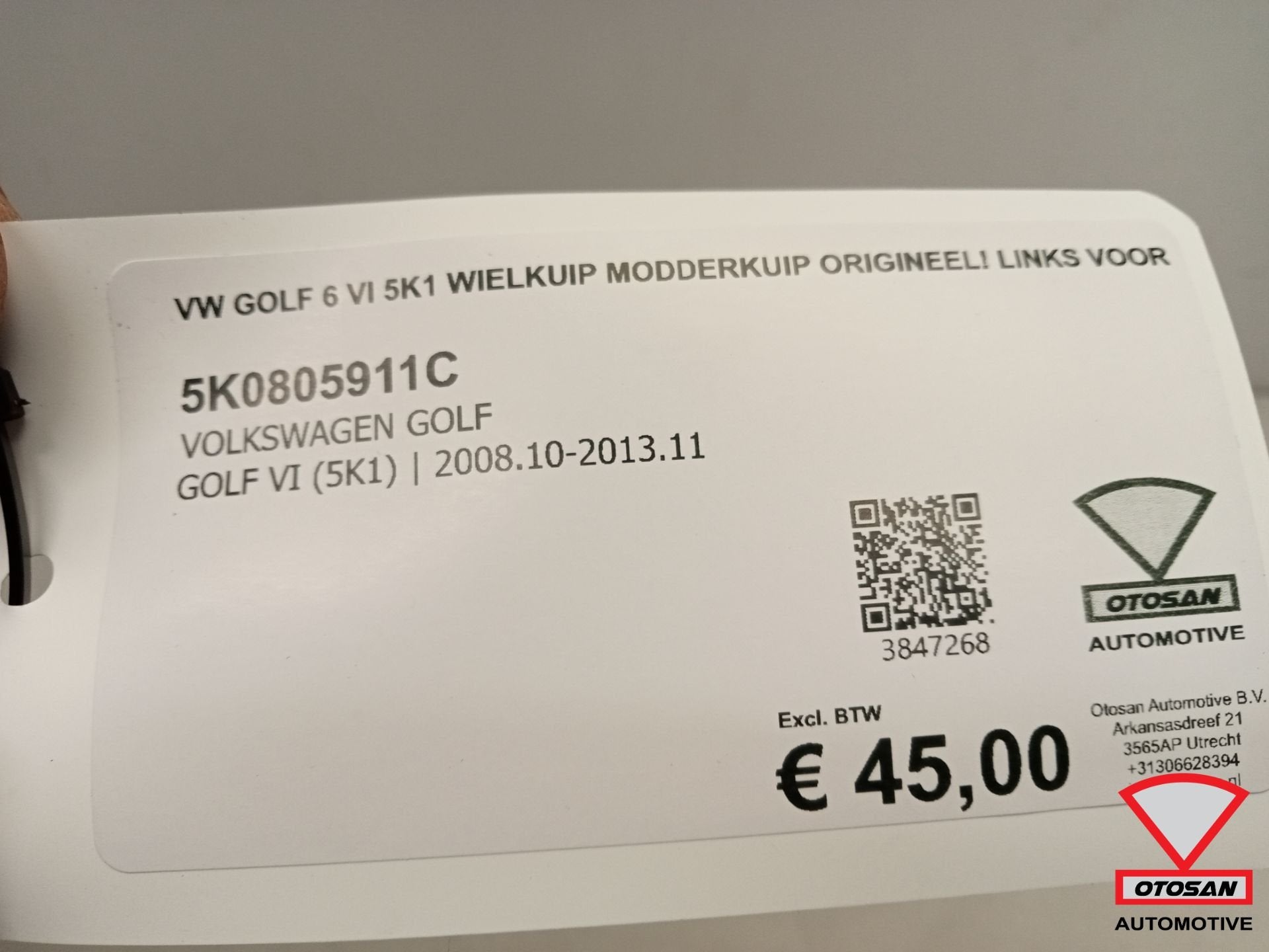 VW Golf 6 VI 5K1 Wielkuip Modderkuip Origineel! Links Voor, Auto-onderdelen, Gebruikt, Volkswagen, Volkswagen AG, Berliner Ring 2
38440  Wolfsburg, DE