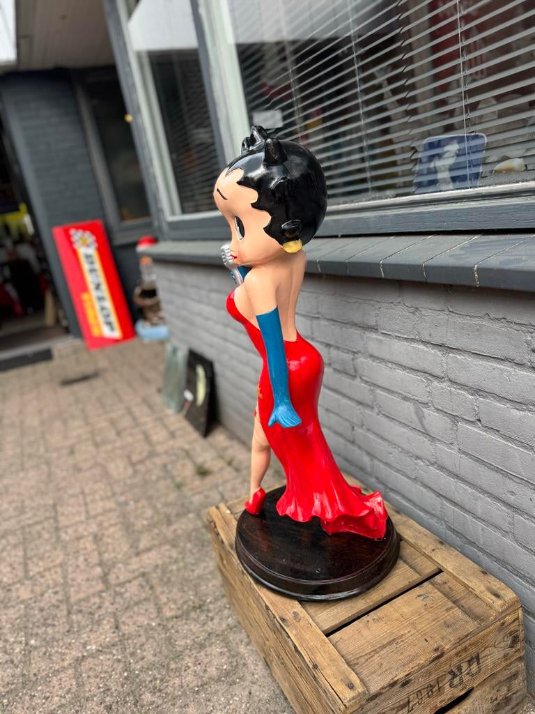 Groot Betty Boop Beeld - Zangeres in Rode Jurk, Ophalen, Zo goed als nieuw, Mens