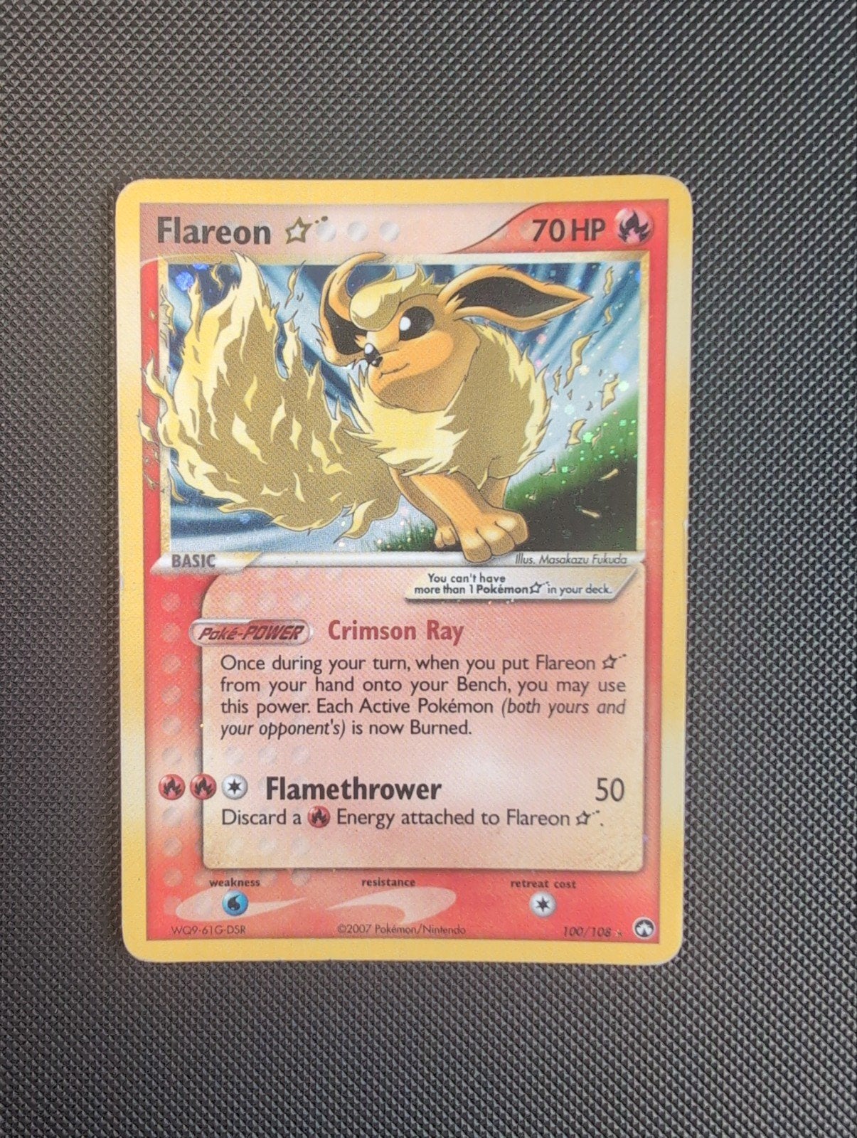 Flareon gold star 100/108 ex power keepers, Ophalen, Gebruikt, Losse kaart, Foil