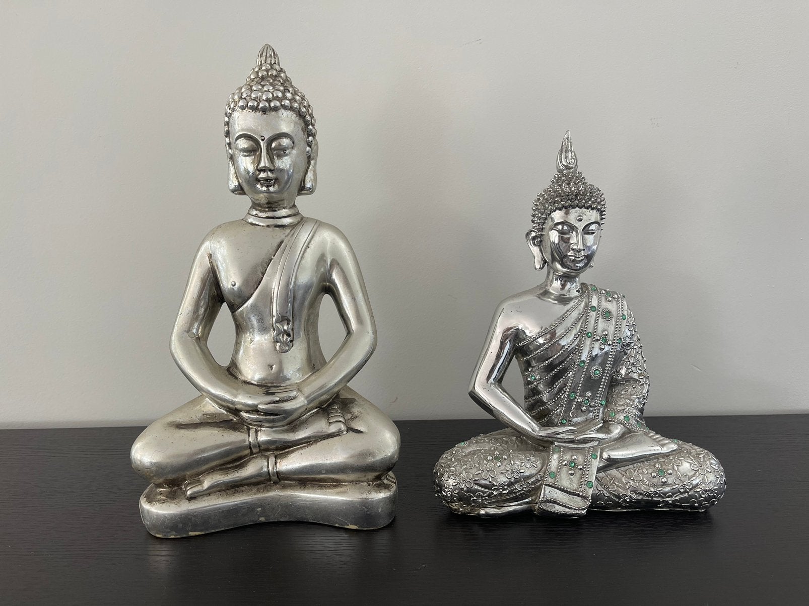 Boeddha, Huis en Inrichting, Woonaccessoires | Boeddhabeelden, Ophalen, Zo goed als nieuw, Metaal, Zilver