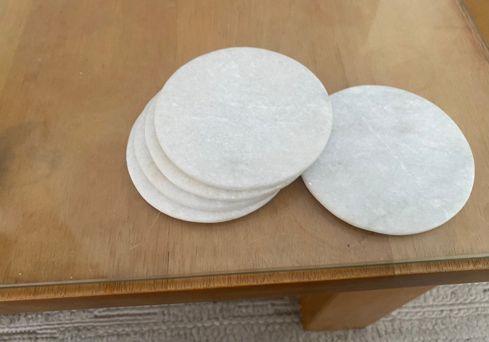 Wit marmer onderzetters, Ophalen, Nieuw, Wit
