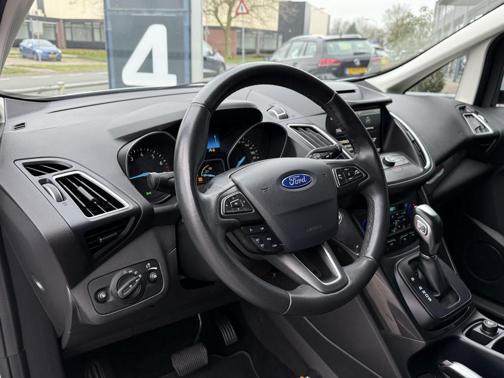 Ford C-MAX BWJ 2016 | 1.5T 150PK Titanium AUTOMAAT | TREKHAA, 15 km/l, 4 cilinders, 150 pk, Leder en Stof