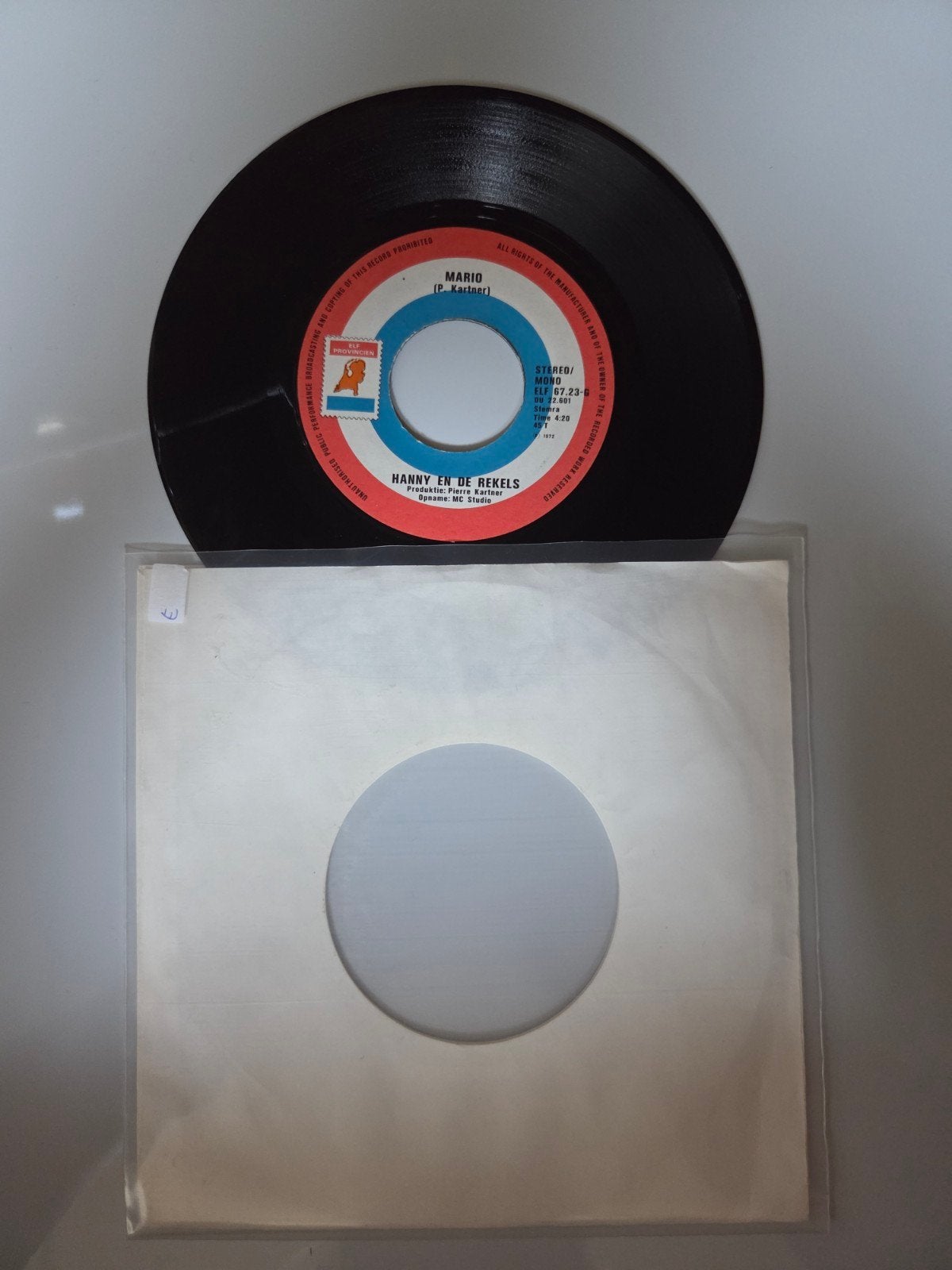 Hanny en de Rekels - Mario, Cd's en Dvd's, Vinyl Singles, Ophalen of Verzenden, Gebruikt, 7 inch, Nederlandstalig