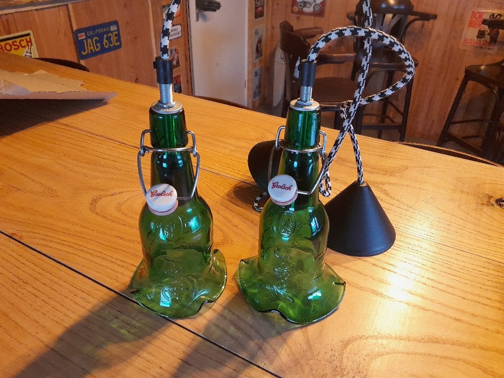 Grolsch hanglamp 2 stuks, Ophalen of Verzenden, Gebruikt, Lichtbak of (neon) lamp
