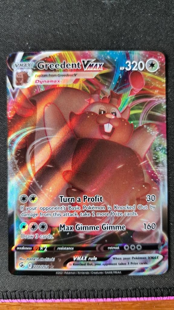 Greedent Vmax Fusion Strike FST 218 Pokémon, Verzenden, Nieuw, Losse kaart, Foil