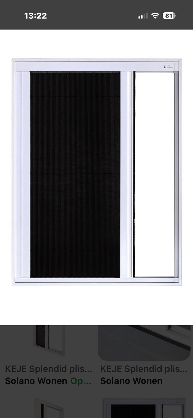 Schuifhor Splendit plissé Br 995 x H 2175 Ral 7021, Ophalen, Kunststof, 80 tot 100 cm, 215 cm of meer