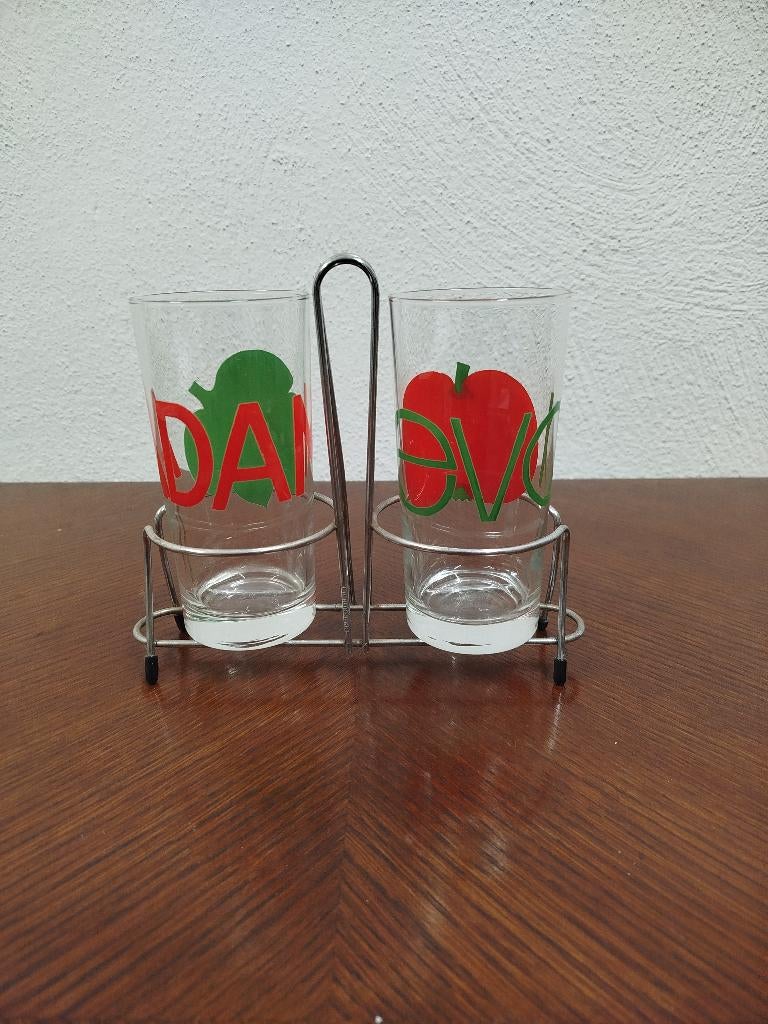 Vintage glazen Adam en Eva, Ophalen of Verzenden