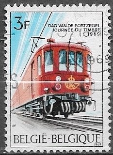 BELGIË 3 Fr. zegel Locomotief van Posttrein 1969, Verzenden, Gestempeld, Treinen