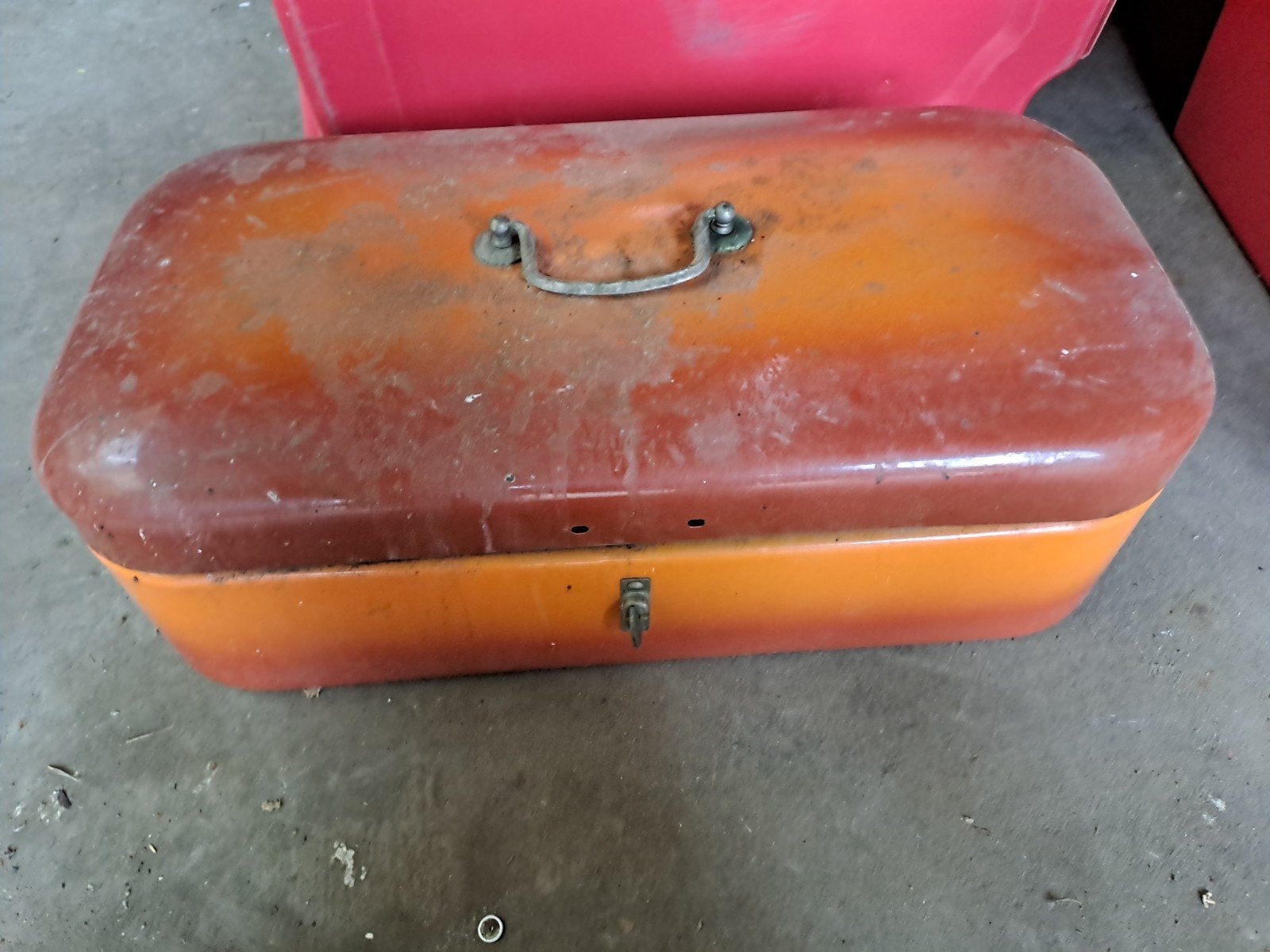 Vintage Oranje/Rode Koffer/Opbergbox, Ophalen of Verzenden