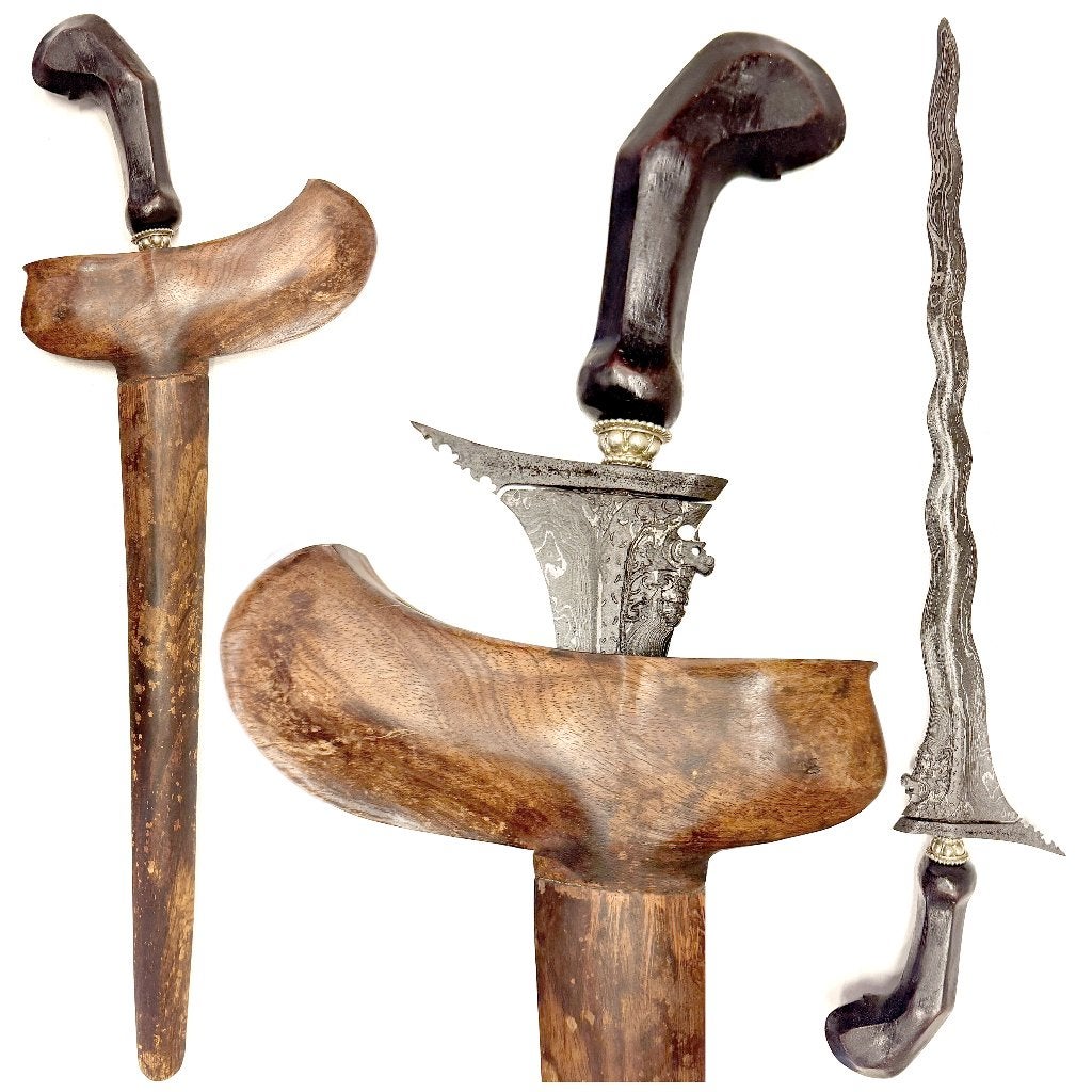 KERIS kris naga (zeer oud) 13 luks met pamor, Wapen, Ophalen of Verzenden, Indonesië, Meerkleurig