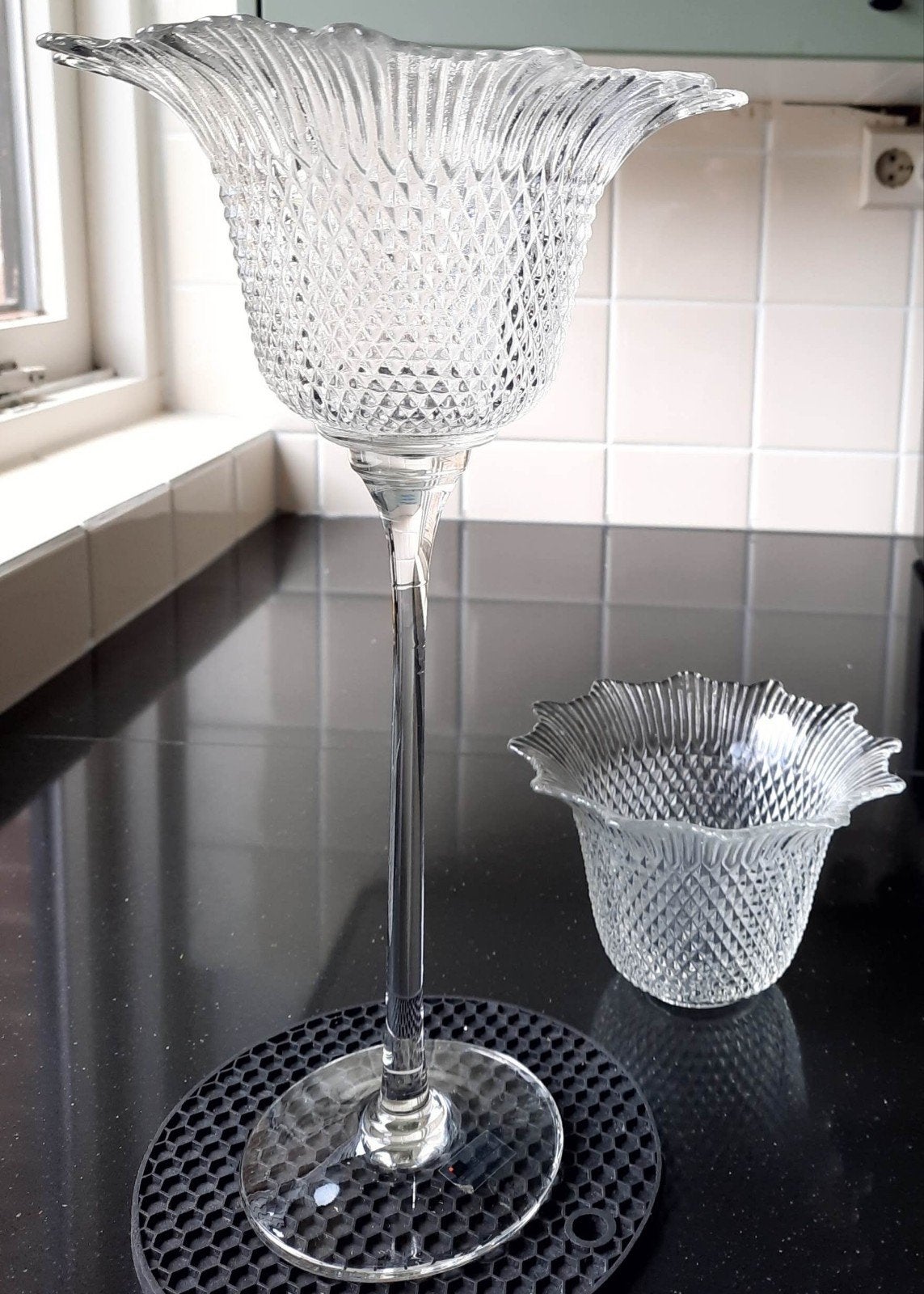 IM-GLASS Portugal Handgemaakte Glazen Kandelaar Set, Ophalen of Verzenden