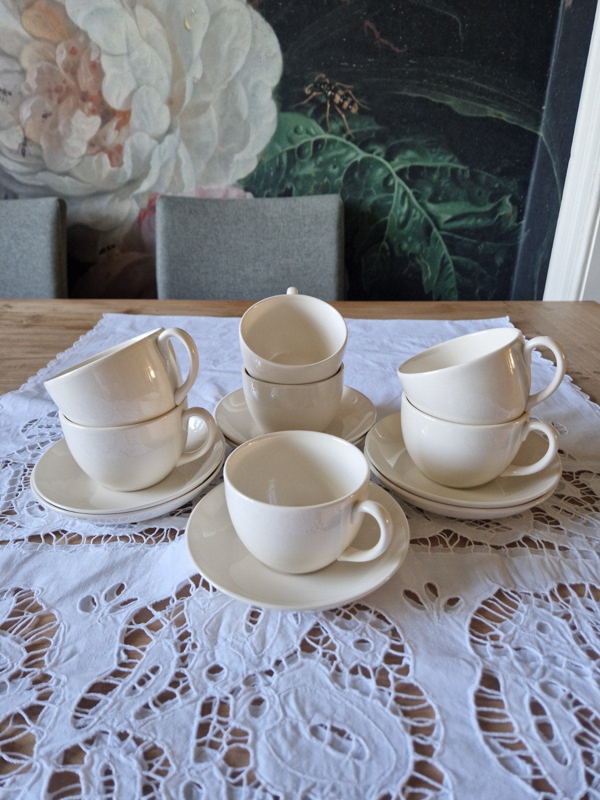 6 zeldzame Wedgewood kop en schotel, bone china, Ophalen of Verzenden, Zo goed als nieuw, Kop(pen) en/of Schotel(s), Wedgwood