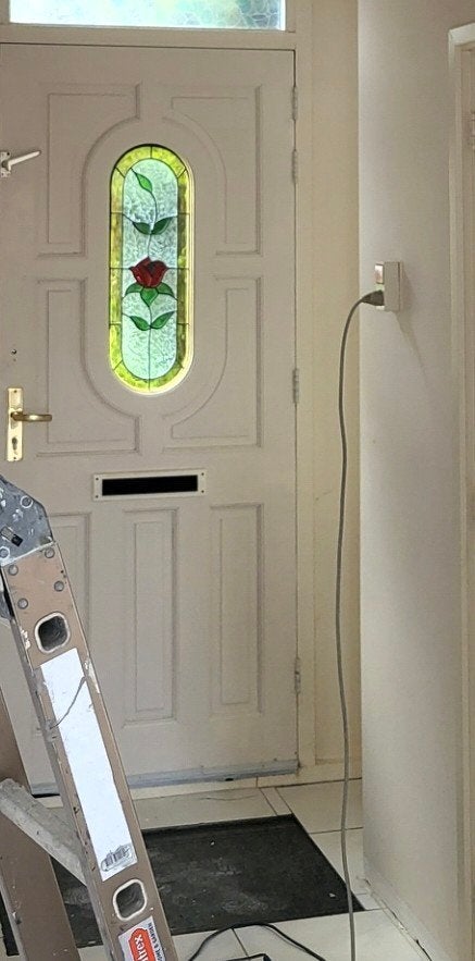 Voordeur gratis af te halen., Doe-het-zelf en Verbouw, Deuren en Horren, Ophalen, Gebruikt, 200 tot 215 cm, Glas