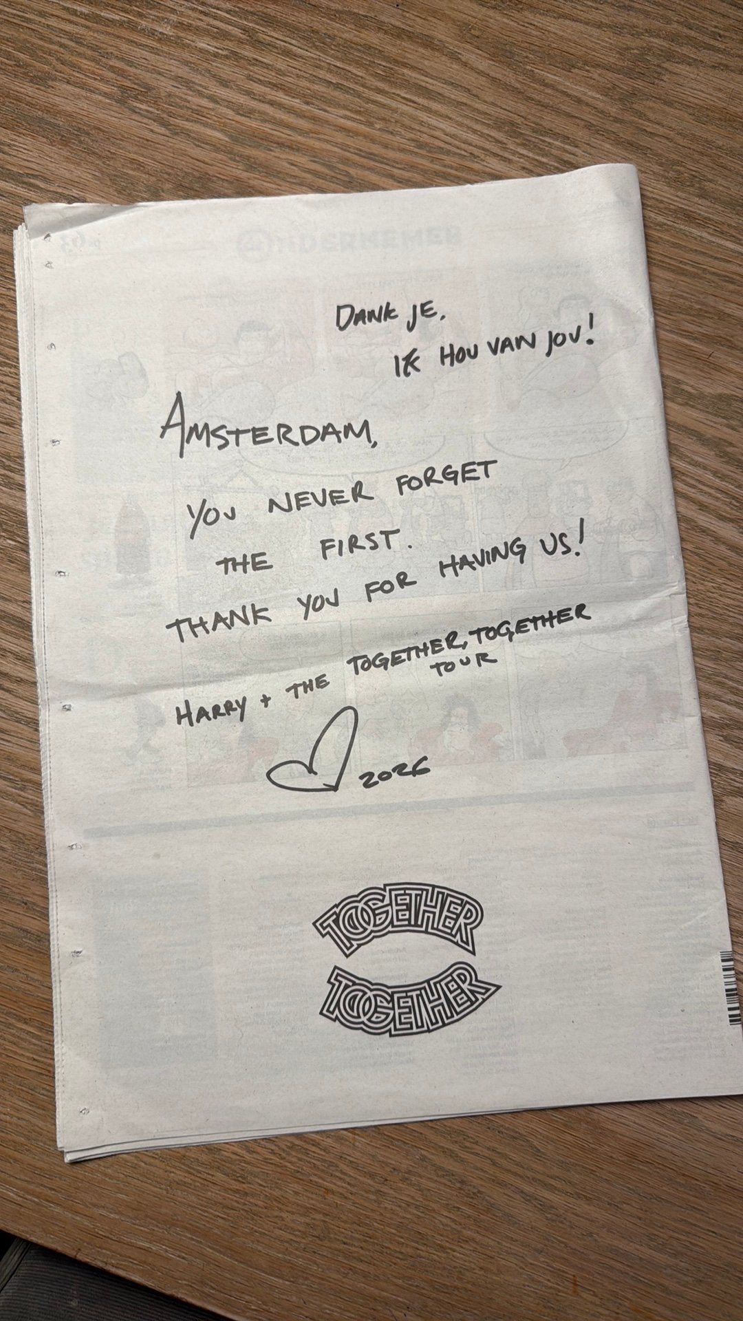 Harry Styles Het Parool, Ophalen of Verzenden, Nieuw, Krant