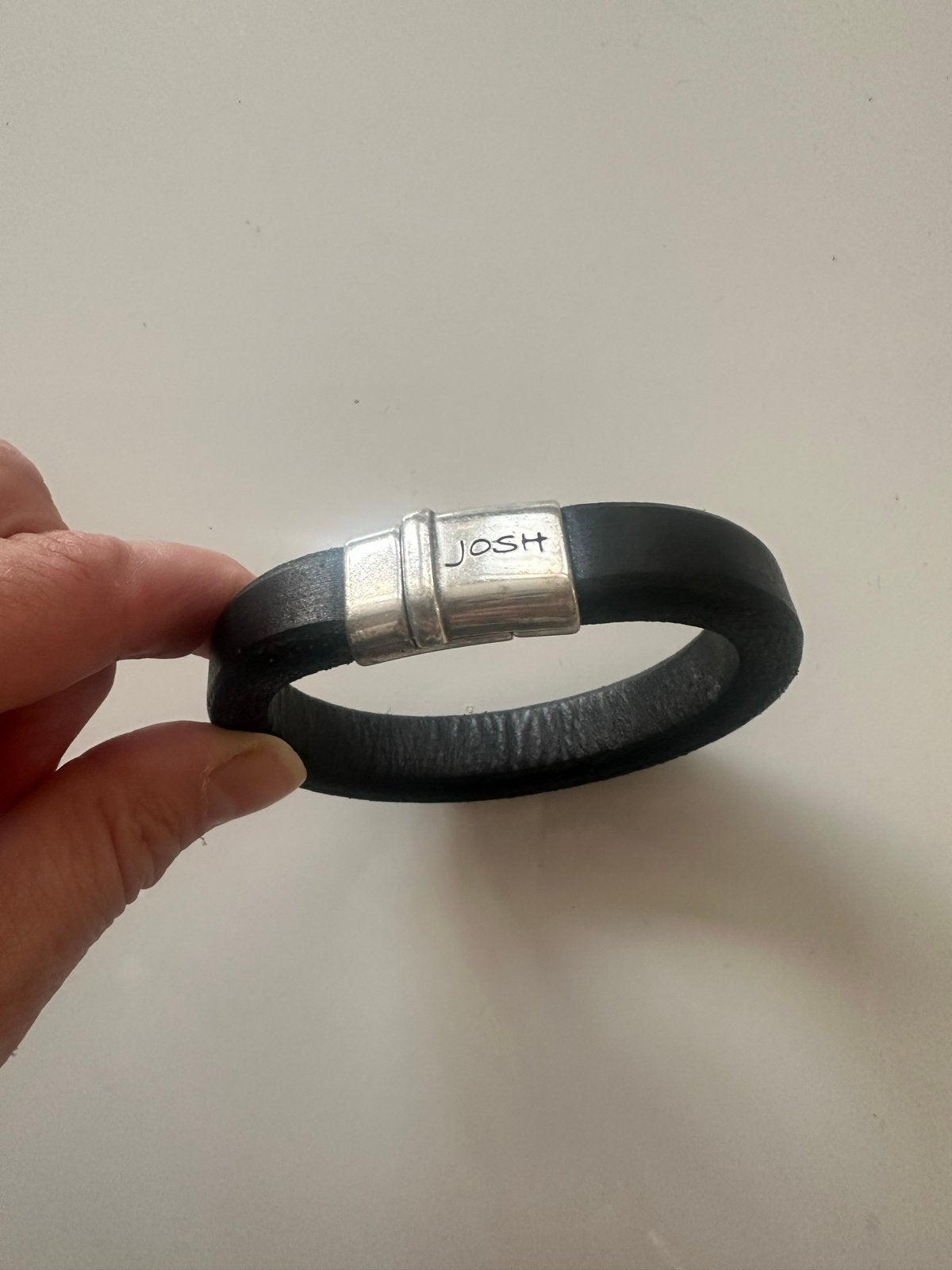 Leren Josh Armband - Zwart met Zilveren Sluiting, Sieraden, Tassen en Uiterlijk, Ophalen of Verzenden, Gebruikt, Zwart, Leer