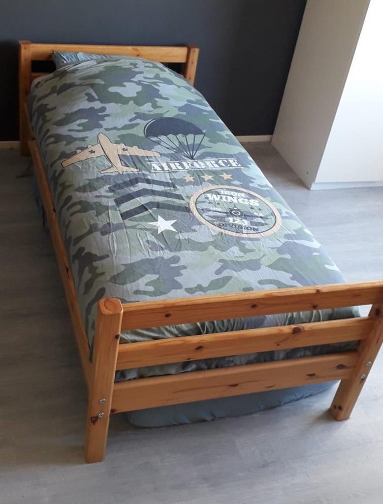 Flexa eenpersoonsbed van massief grenen, Ophalen, Gebruikt, 90 cm, 200 cm