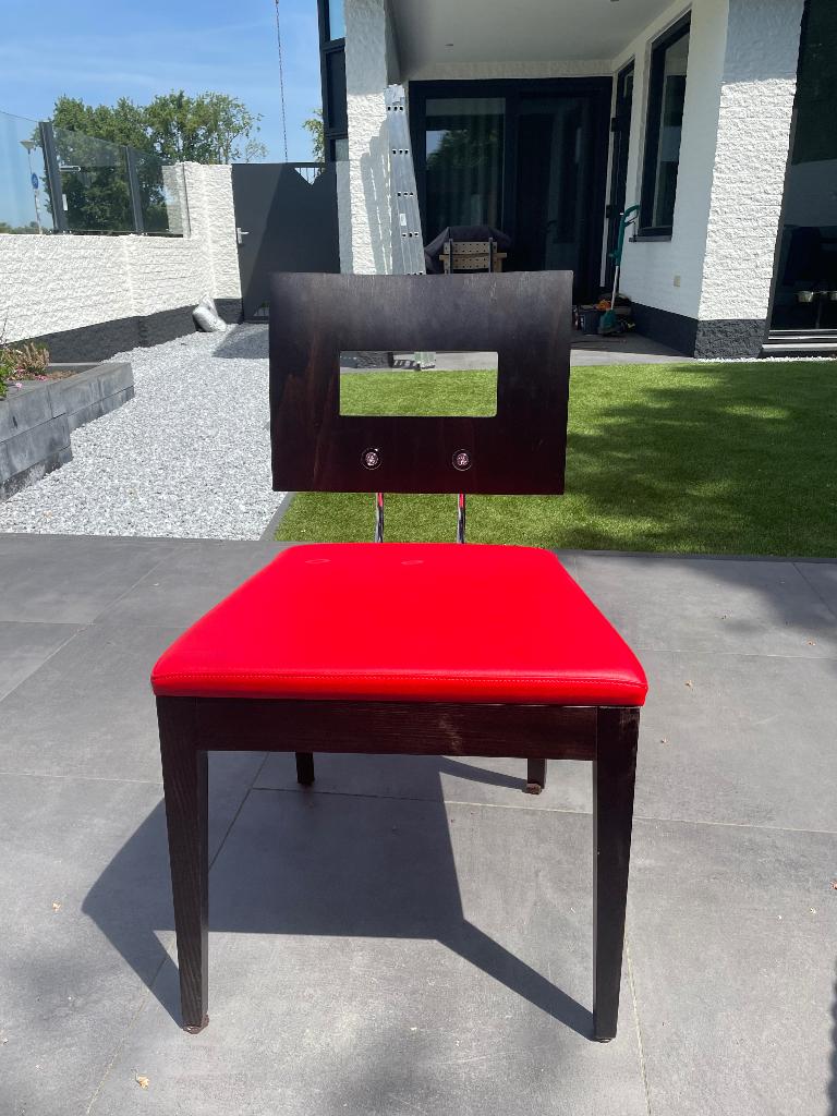 Stoel  design 4 stuks, Huis en Inrichting, Stoelen, Ophalen of Verzenden, Zo goed als nieuw, Vier, Rood