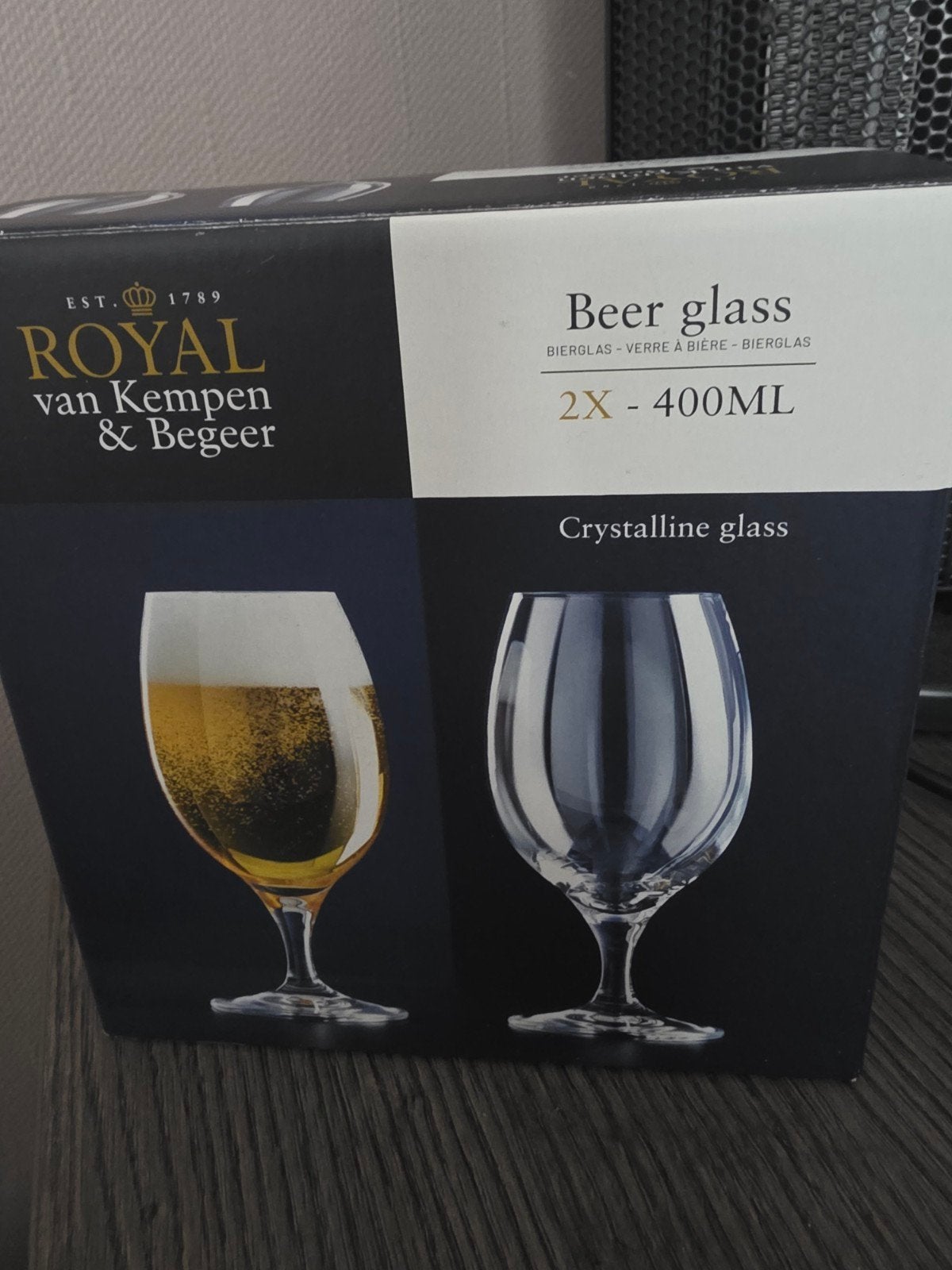 Royal van Kempen & Begeer Bierglazen - 2x 400ml, Nieuw, Ophalen of Verzenden, Overige merken, Glas