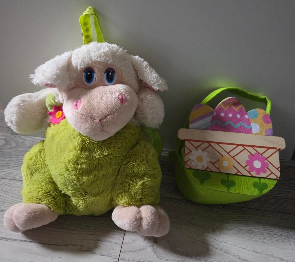 Vrolijke schaap rugtas en mandje set, Ophalen of Verzenden