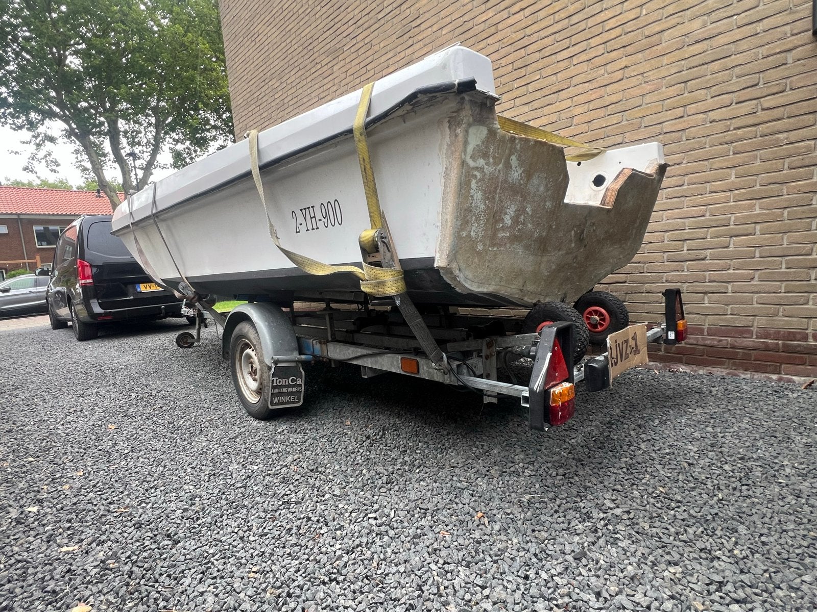 PEGA boottrailer trailer met GRATIS BOOT! Tot +- 6.50m, Ophalen, Minder dan 1500 kg, Gebruikt, Overige typen