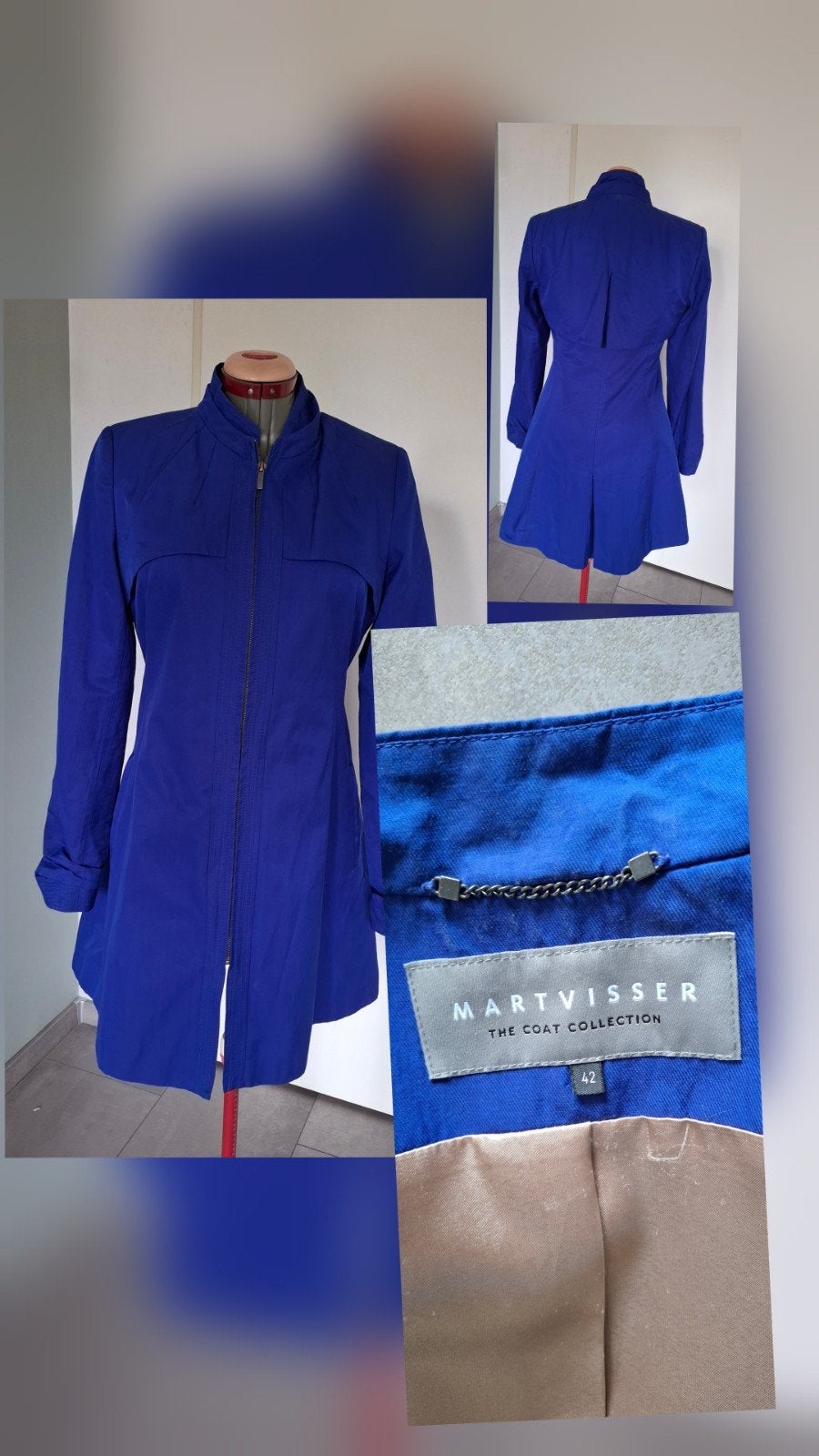 Mart Visser mantel jas trenchcoat blauw maat 42 izgs, Maat 42/44 (L), Ophalen of Verzenden, Zo goed als nieuw, Mart Visser