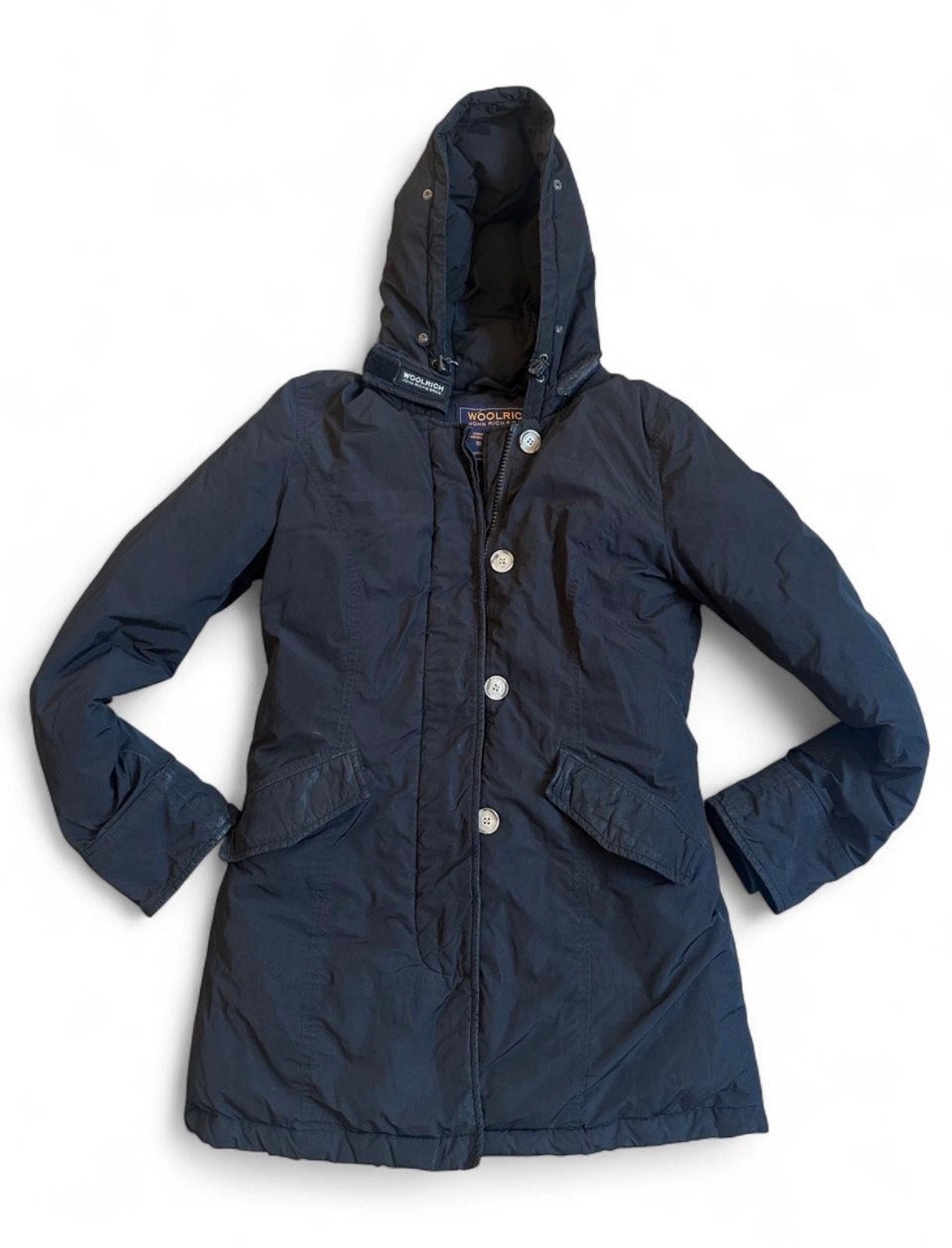 Woolrich John Rich & Bros Dames Down Parka XS Zwart, Ophalen of Verzenden, Gedragen, Maat 34 (XS) of kleiner, Zwart