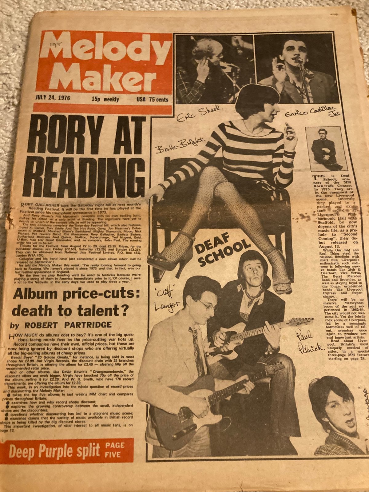 MELODY MAKER 1976 TONY BANKS John Miles JUDAS PRIEST Ballard, Ophalen of Verzenden, Zo goed als nieuw, Muziek, Film of Tv