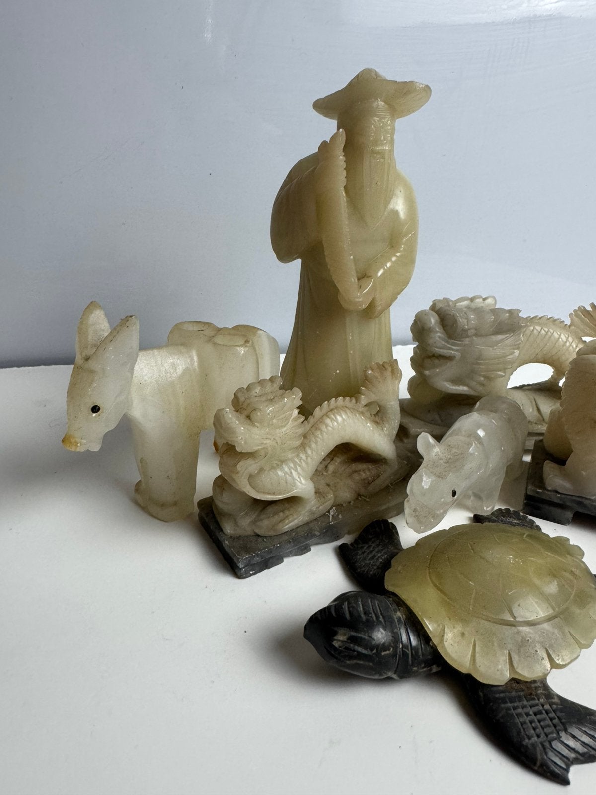 Lot Chinese Gesneden Hardstenen Figuren – 7 Stuks, Ophalen of Verzenden, Zo goed als nieuw, Dier