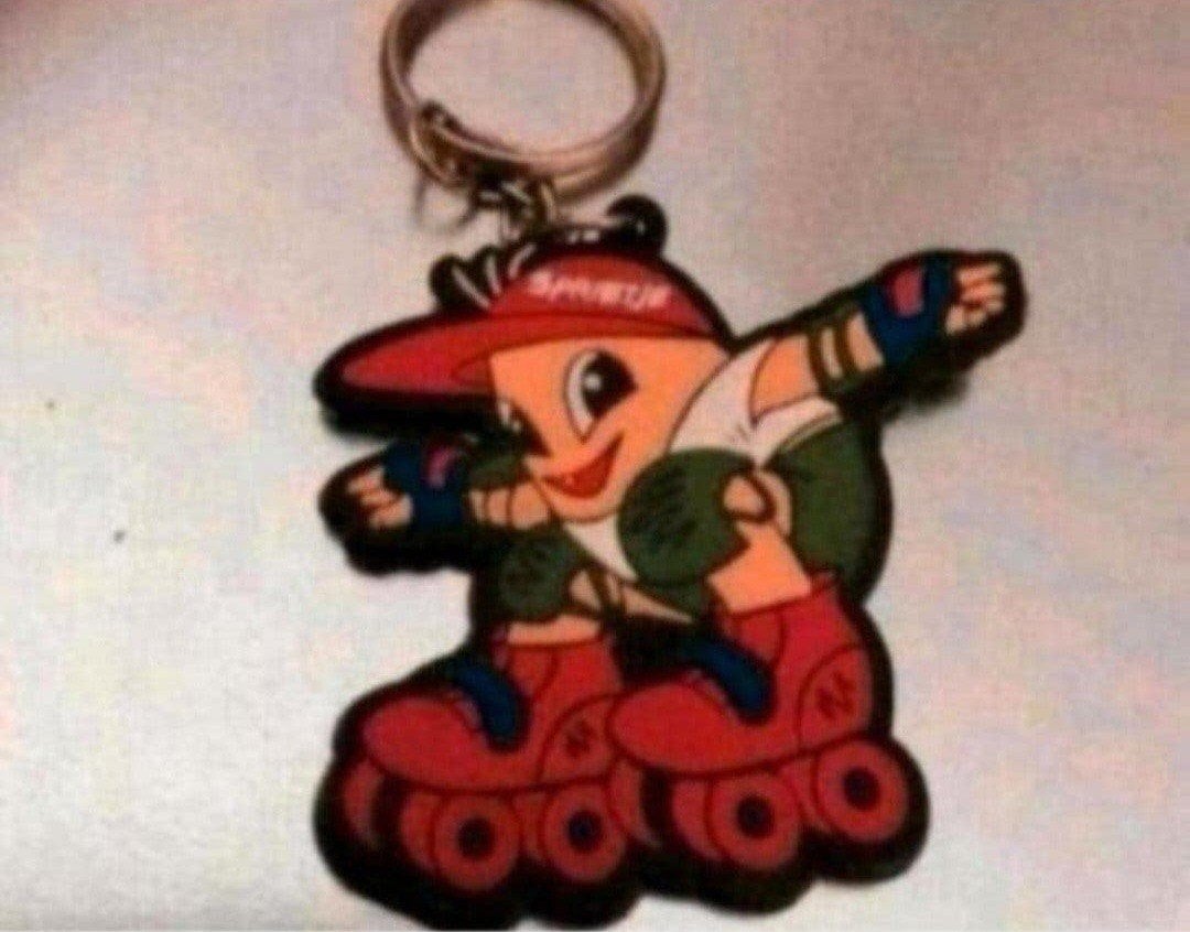 Vintage sleutelhanger: Sprietje.Rollerblade mascotte, Ophalen of Verzenden, Zo goed als nieuw