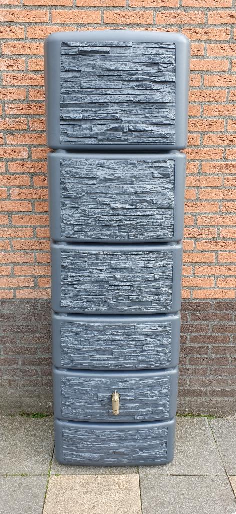 4Rain Design Regenton 300L - Wandtank - Stone Look, Tuin en Terras, Ophalen, Kunststof, Met kraantje, 150 liter of meer
