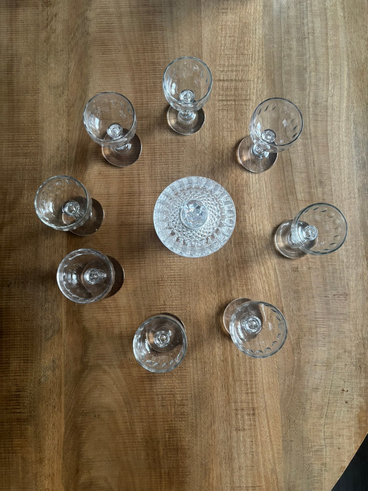 Set van 8 Val Saint Lambert glazen met bonbonniere, Ophalen of Verzenden