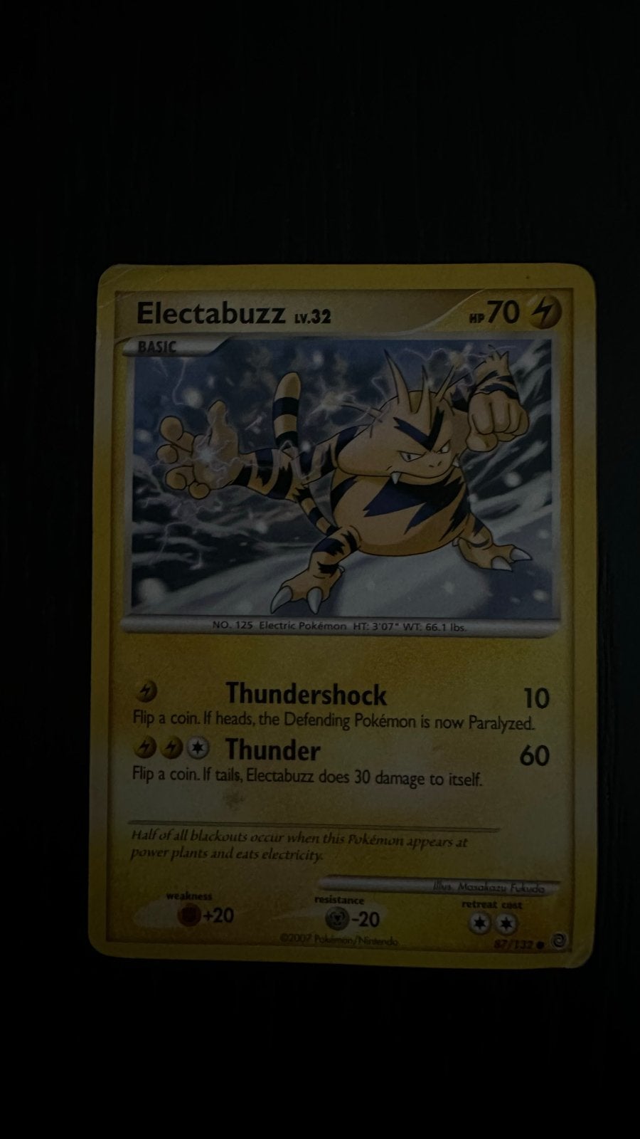 Electabuzz Pokémon Kaart LV.32 HP70 (2007), Ophalen of Verzenden, Gebruikt, Losse kaart