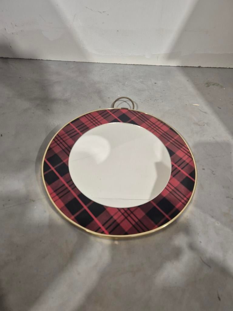 Vintage spiegel met schotse ruit., Huis en Inrichting, Woonaccessoires | Spiegels, Minder dan 50 cm, Ophalen of Verzenden, Zo goed als nieuw