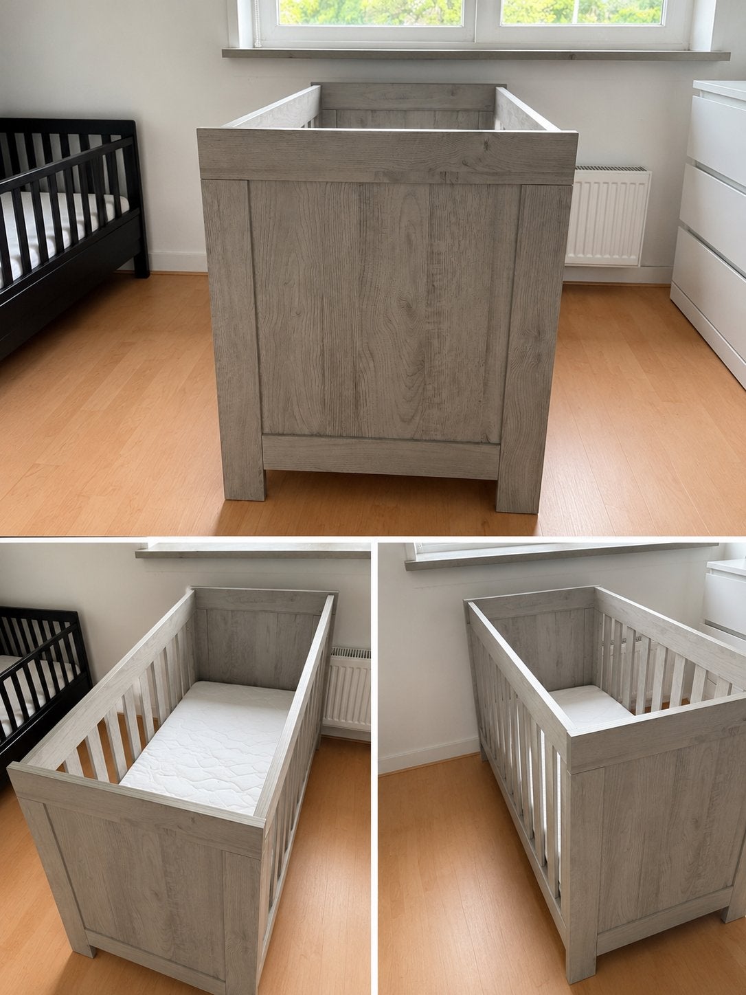 Interbaby ledikant Florida - Grijs houtstructuur, Ophalen, Gebruikt, Ledikant