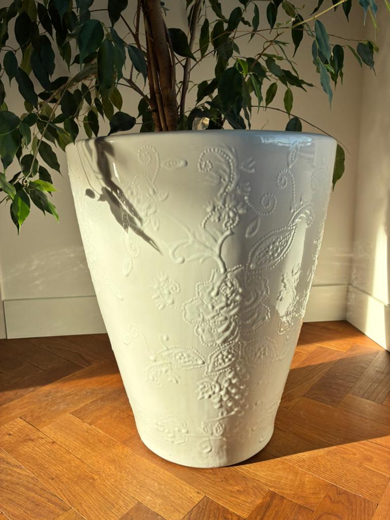 Grote pot Pols Potten met kamerplant, Ophalen, Zo goed als nieuw, Wit