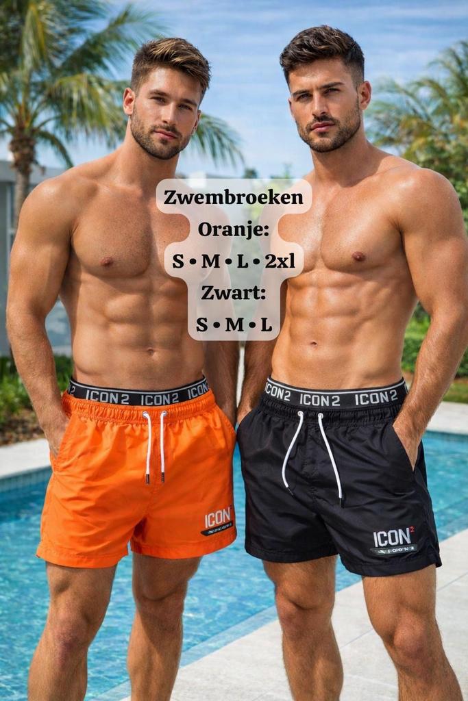 ICON zwembroeken, oranje en zwart, Ophalen of Verzenden, Overige maten, Oranje, Zwemshort