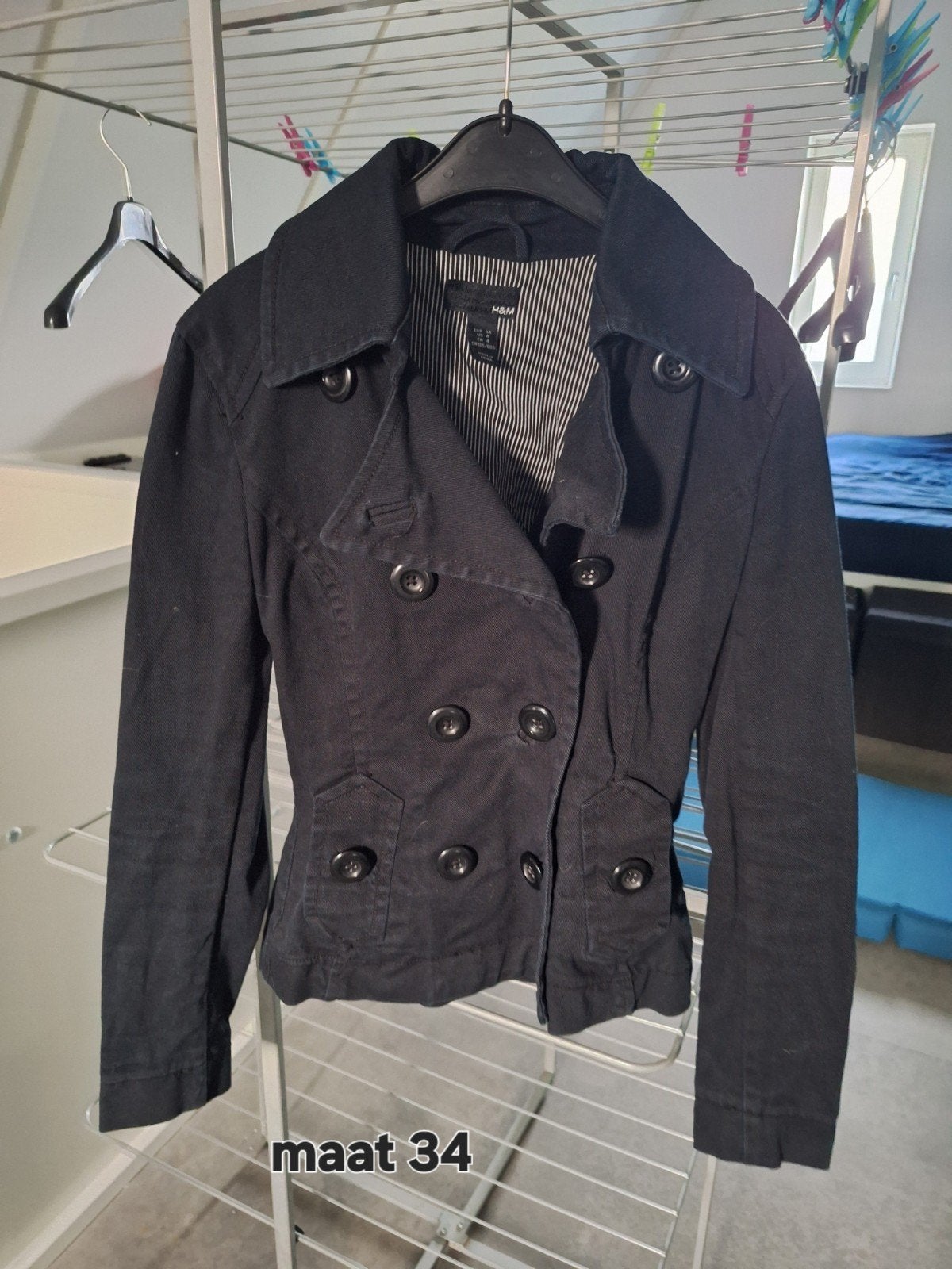 Zwarte dames jas maat 34, Ophalen, Zo goed als nieuw, Maat 34 (XS) of kleiner, Zwart