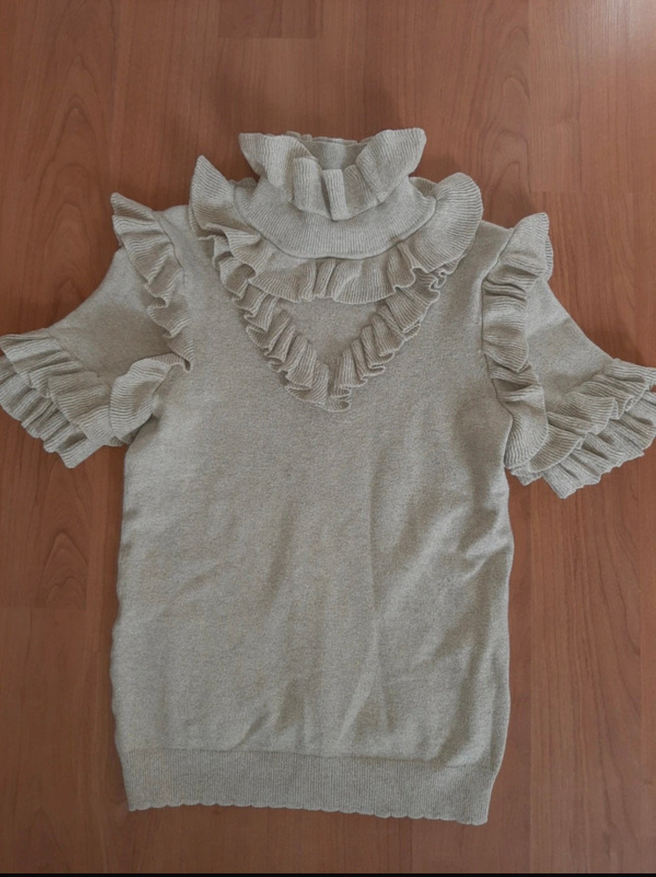 Reinders glitter truitje maat S, Kleding | Dames, Tops, Beige, Ophalen of Verzenden, Zo goed als nieuw, Korte mouw