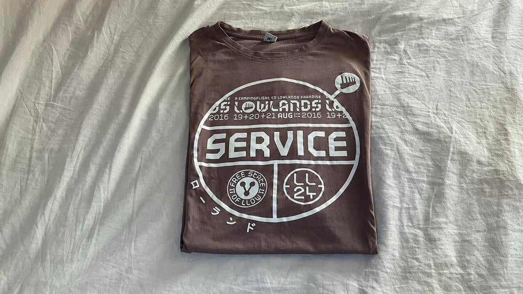 Lowlands 2016 LL24 Service T-shirt - Bruin, Maat XXXXL, Ophalen of Verzenden, Gedragen, Overige maten, Bruin