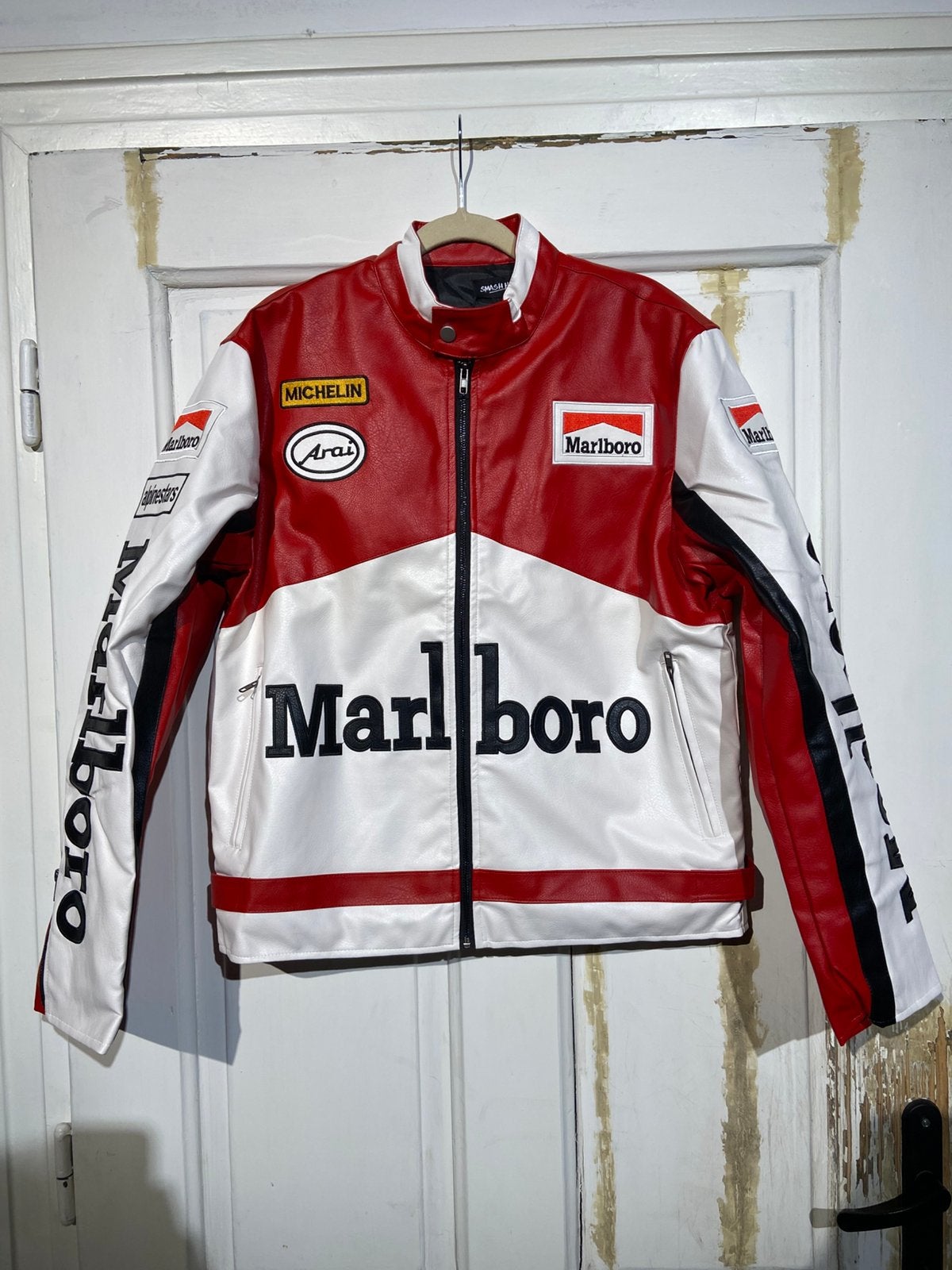 Marlboro Racing-jas (maat L) Lederlook classic, Ophalen of Verzenden, Zo goed als nieuw, Maat 52/54 (L), Rood