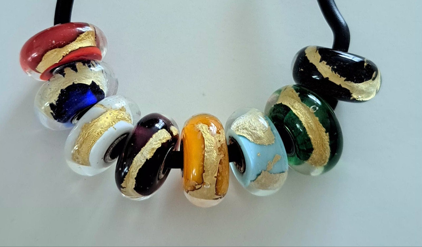 Set van 8 Trolbeads Chakra glaskralen!, Overige merken, Glas of Kristal, Ophalen of Verzenden, Zo goed als nieuw